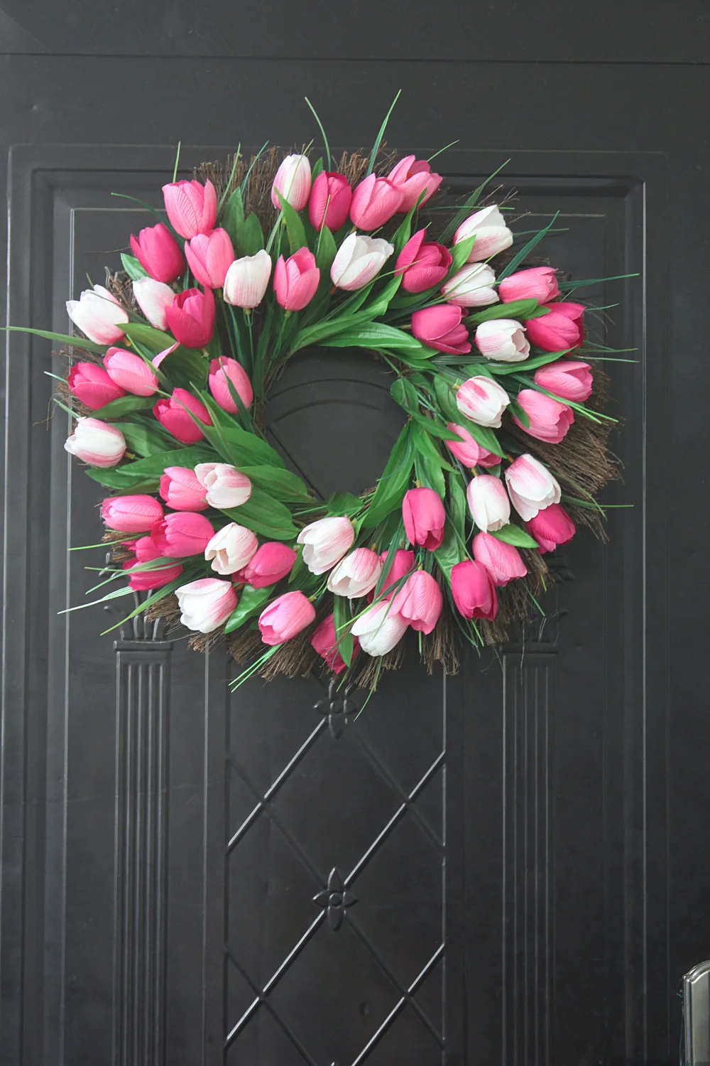 Tulip Wreath Artificial Flower Wreath Pink Tulip Spring Artificial Front Door Wreath Home Decor For Window Wall Party Wedding Buy Flowers Artificial Valentines Day Hanging Decorations Artificial Flowers Tulip Artificial Flower Bush Product