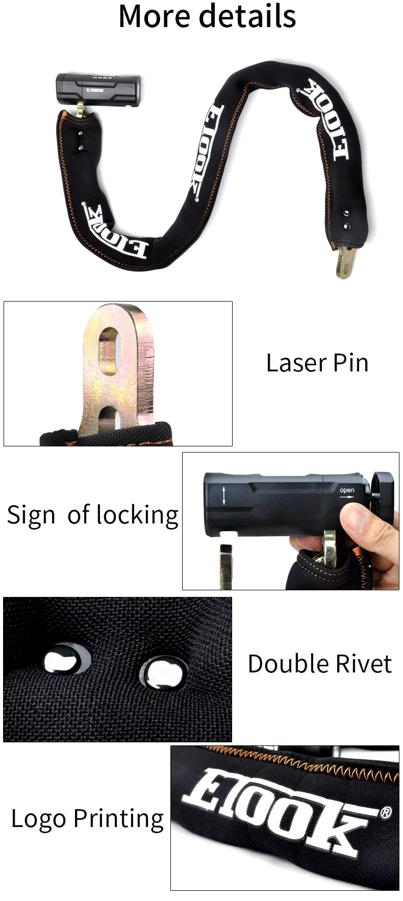 Etook Bike Chain Link Lock Combination Security Antitheft Bike Lock