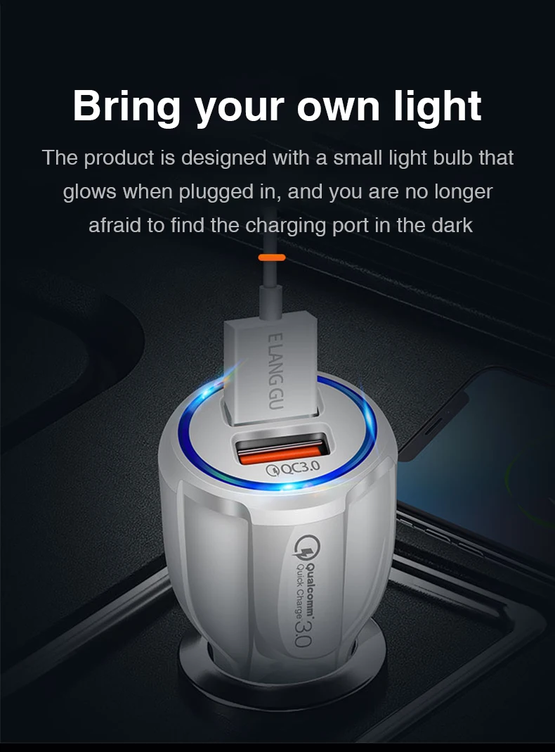 2020 New Hot Sale Product Fast Car Usb Charger Factory Price Wholesale Qc3.0 For Apple Iphone 11/6/7/8 Mobile Phone Car Charger