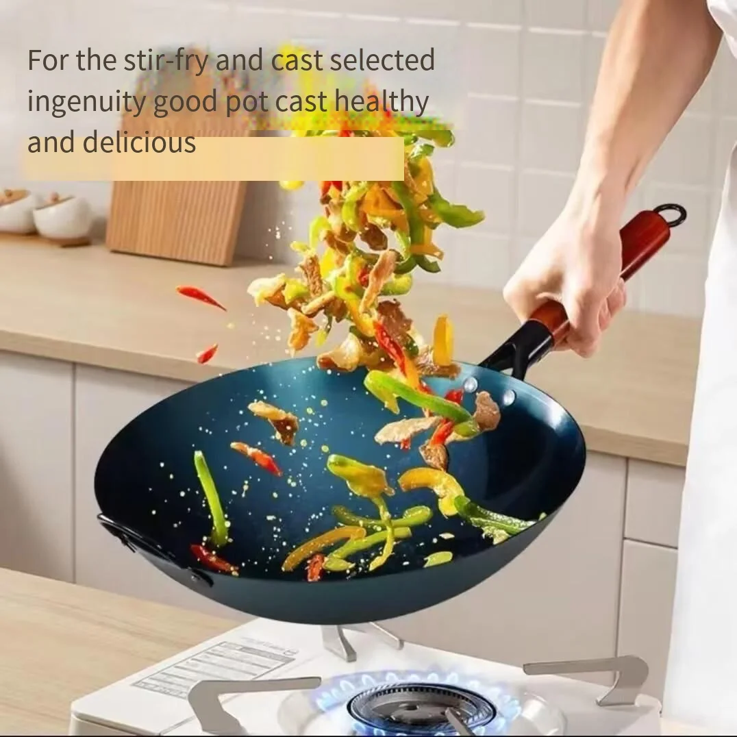 Black Excellent Material Wok Pan Chinese Wok Of Multipurpose Multi