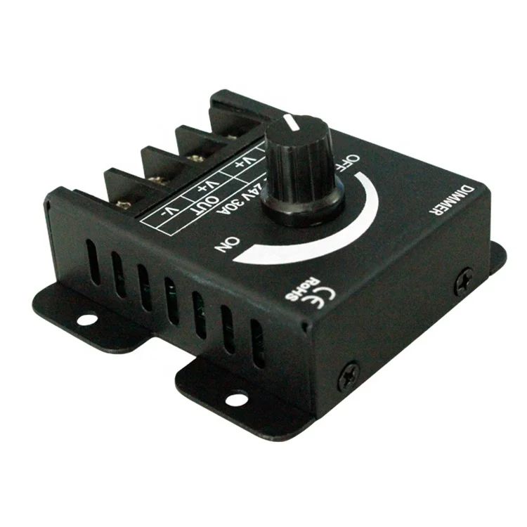 Dc12v 24v 1ch 30a 360w Black Metal Shell Rotary Stepless Dimming