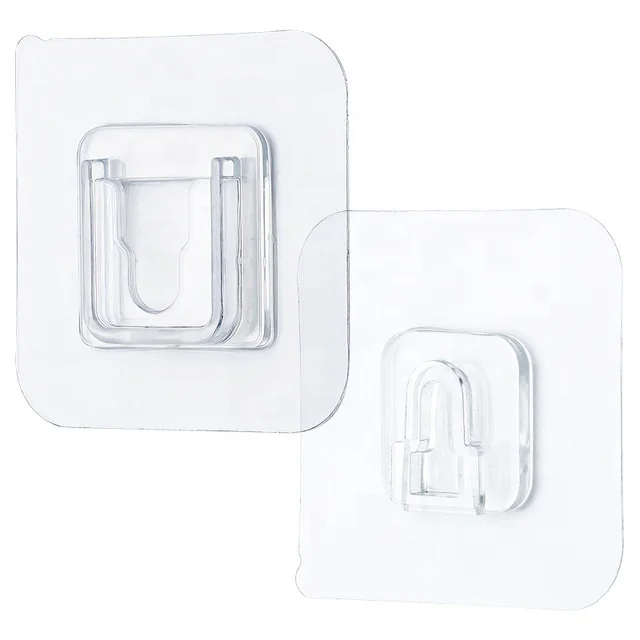 1 Pair Double Sided Wall Adhesive Hook Paste Plug Socket Holder