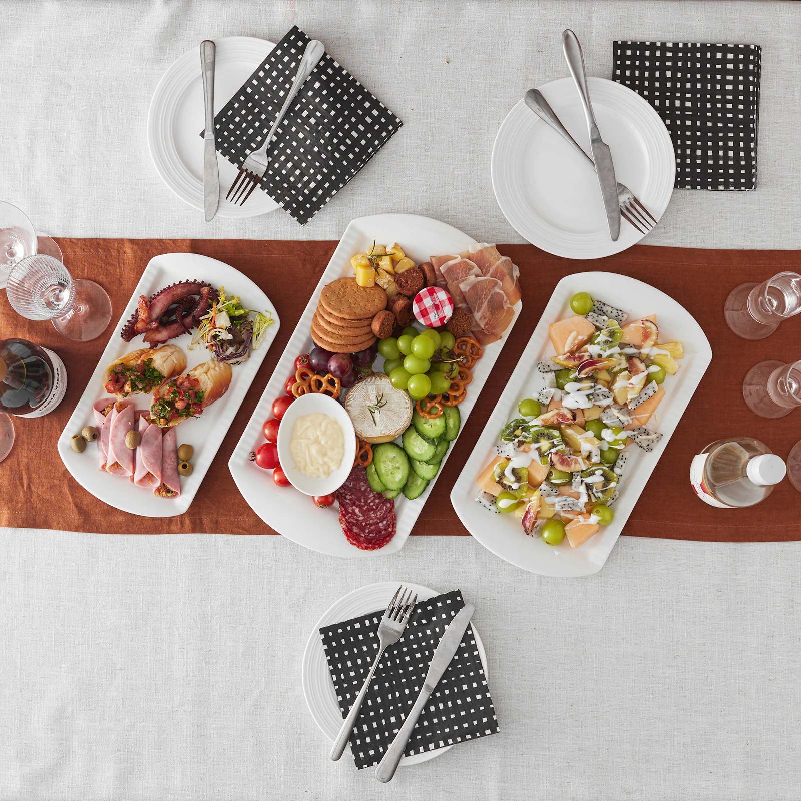 Large 3-Piece Ceramic Platter Set 16'/14'/12\