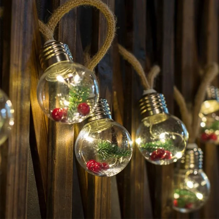 Newish Outdoor  Rope Cord Fairy Plastic Globe Ball Living Room Edison Bulb  Led Copper Wire Branch Faiy String Light With Plant