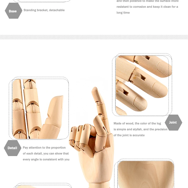 mikailan-18/25/30cm wooden hand and body manikin