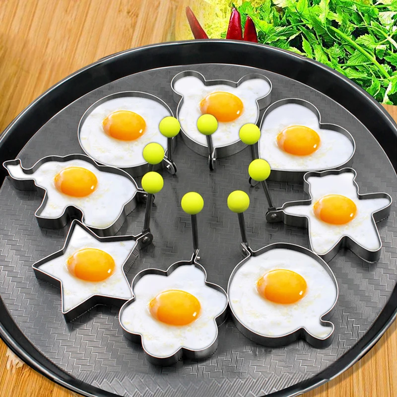 Heart Round Flower Star Shaped Egg Frying Tool Metal Frying Egg Rings
