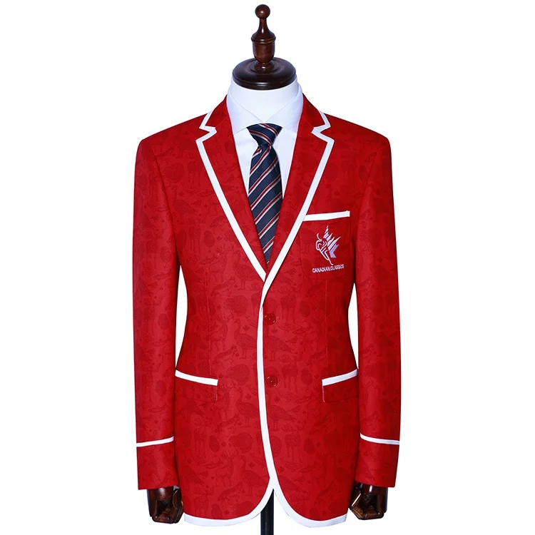 Badge Embroidery Oem Mtm College Uniform Series Blazer Red White Style