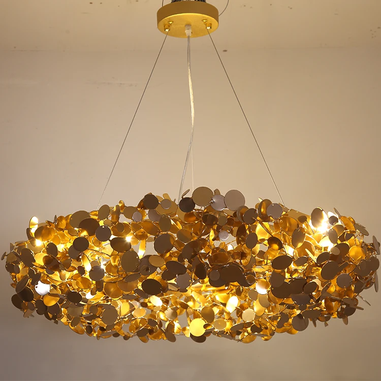 Newest fashion aluminum luxury gold round bedroom  pendant lamp