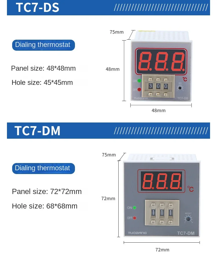TUOBANG Digital Thermostat TC7-D/TC7-R Dial Code Pointer Type OEM/ODM Industrial Temperature Controller 1C Resolution High Data