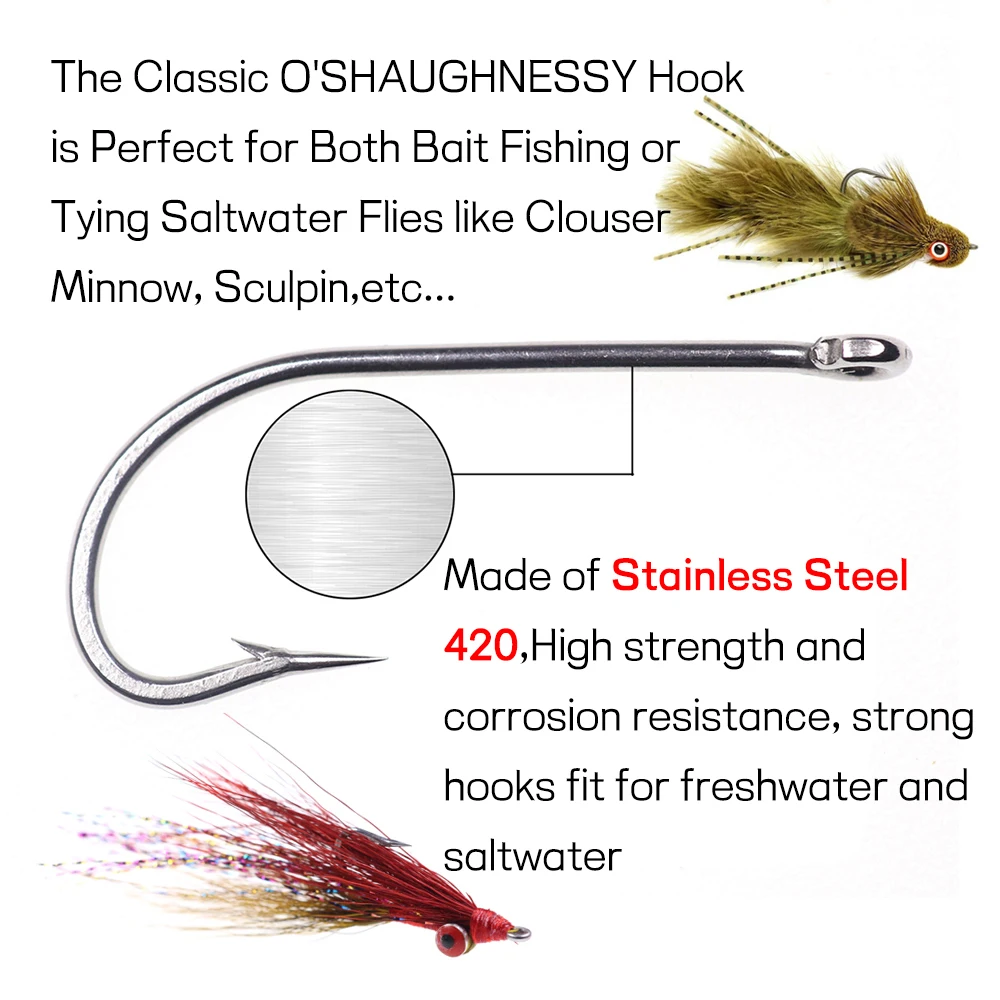 Bulk #8 - 2/0 Stainless Steel Long Shank O'shaughnessy Hook Live Bait ...