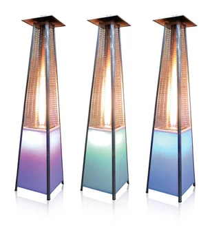 Outdoor Led Light Pyramid Real Flame Gas Patio Heaters With Quartz Led Light Pyramid Real Flame Gas