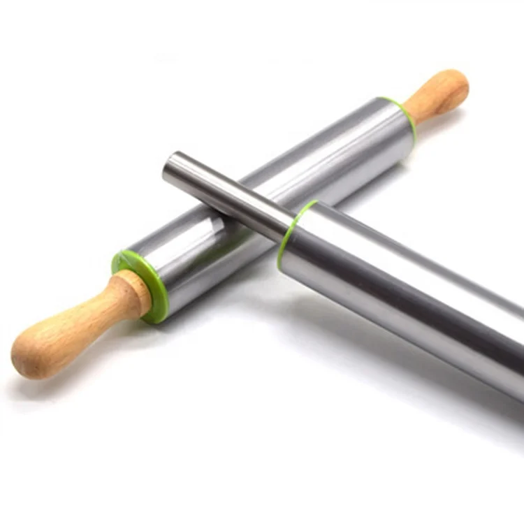 
Home Use Stainless Steel Adjustable Rolling Pin With Measurement Gift Two Cake Molds 