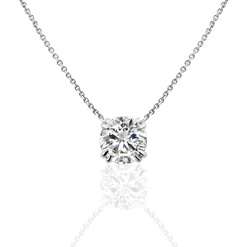 

14K 6.5mm Round Moissanite Custom Necklace Jewelry Gold Solitaire Diamond Pendant Necklace