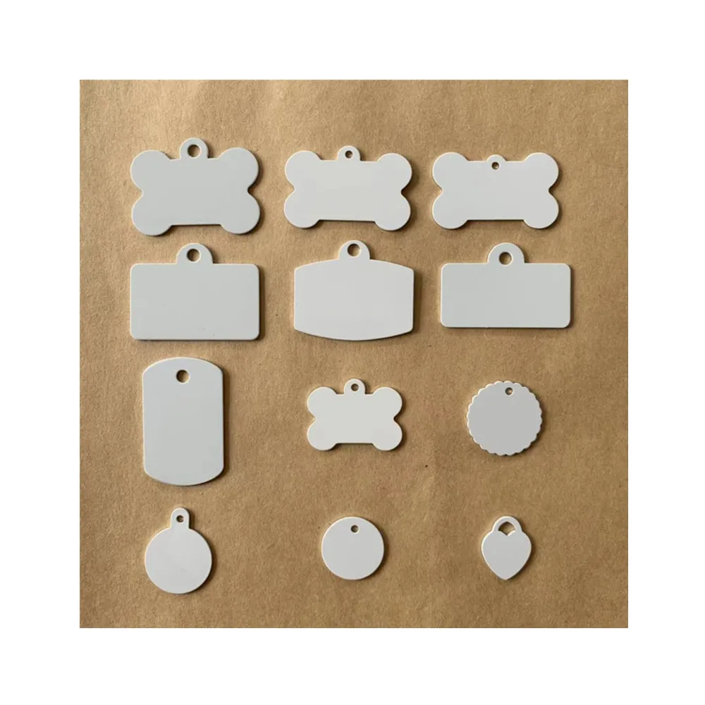 

Sublimation aluminum id tags for pets,50 Pieces, White gold silver