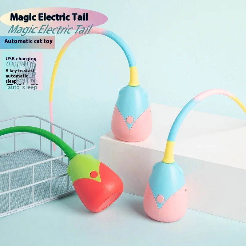 Durable Self-Entertainment Automatic Teasing Cat Ball Toy Eco-Friendly Pet Electric Tail Silicone Toy New Foreign Trade Cat Toy