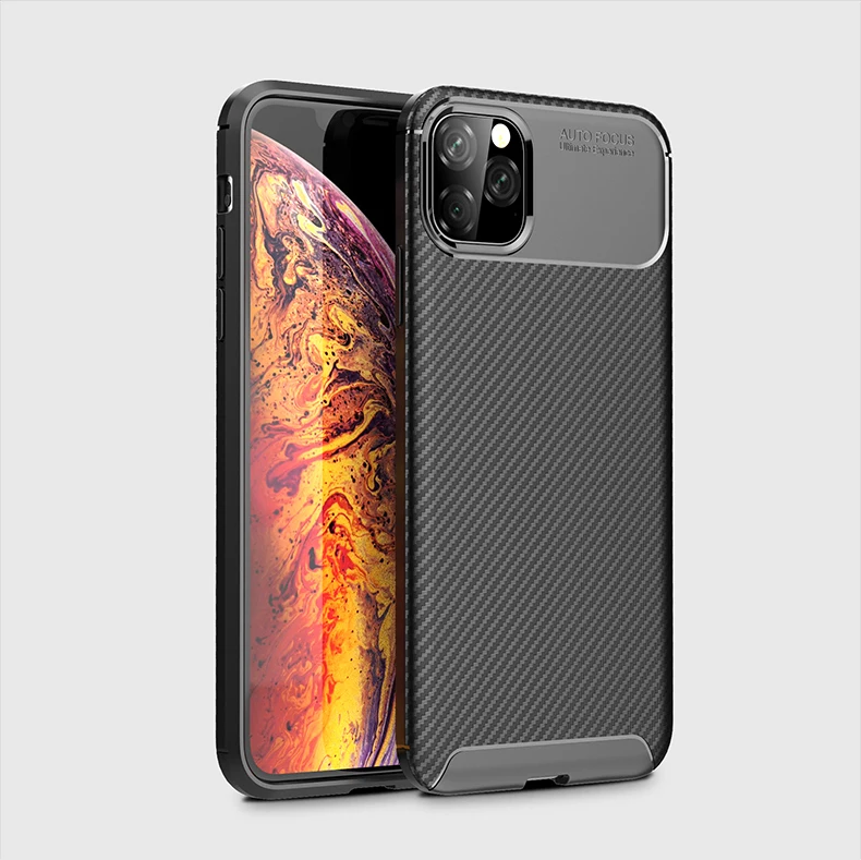 Carbon Fiber Protective Cover for iPhone 11 pro  Max Luxury Case for iPhone 11 Phone Case