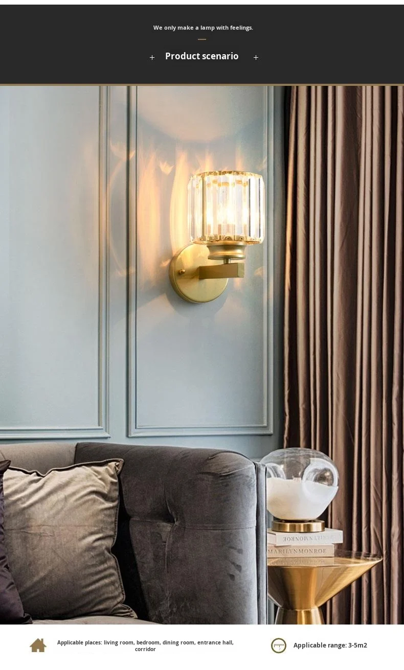 product luxury modern led crystal wall lamp for living room bedroom  corridor indoor home decor 220v iron body gold accent for hotels-2