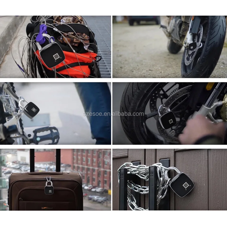 2021新产品usb可充电防水防盗挂锁用于手提箱健身房储物柜智能指纹