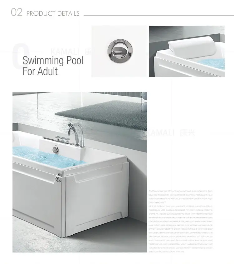 Kamali M1799 indoor spa japan free sex hot whirlpool bath tub free standing square ceramic modern soak massage bathtub