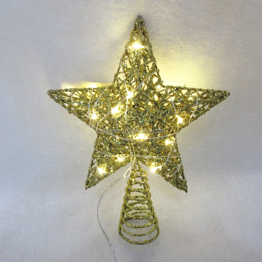 NEW LED light Christmas tree decoration Supplies Iron Screen Printing Tree Top Star