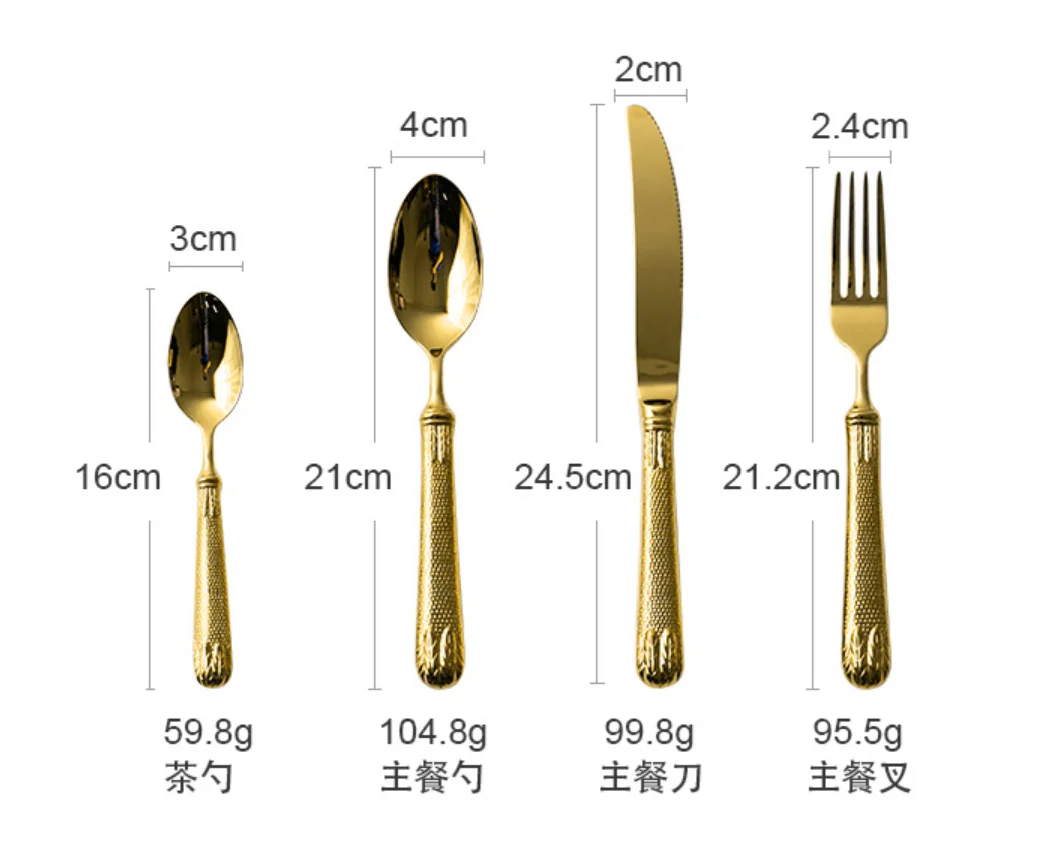Royal Stainless Steel Flatware Gold Plated Spoons Forks And Knives Cutlery Set For Events