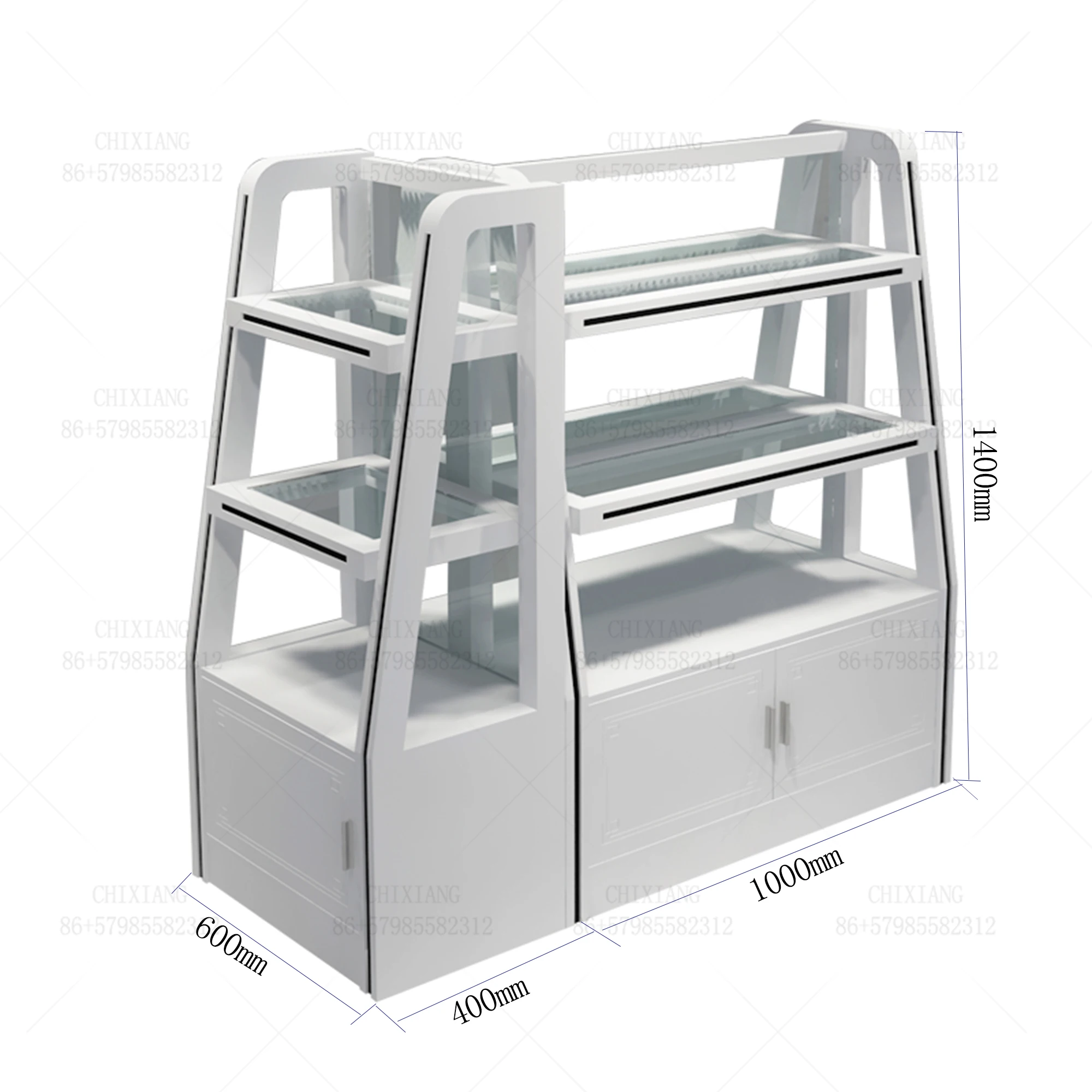 Cosmetic Glass  Retail  Display Rack  with LED Light