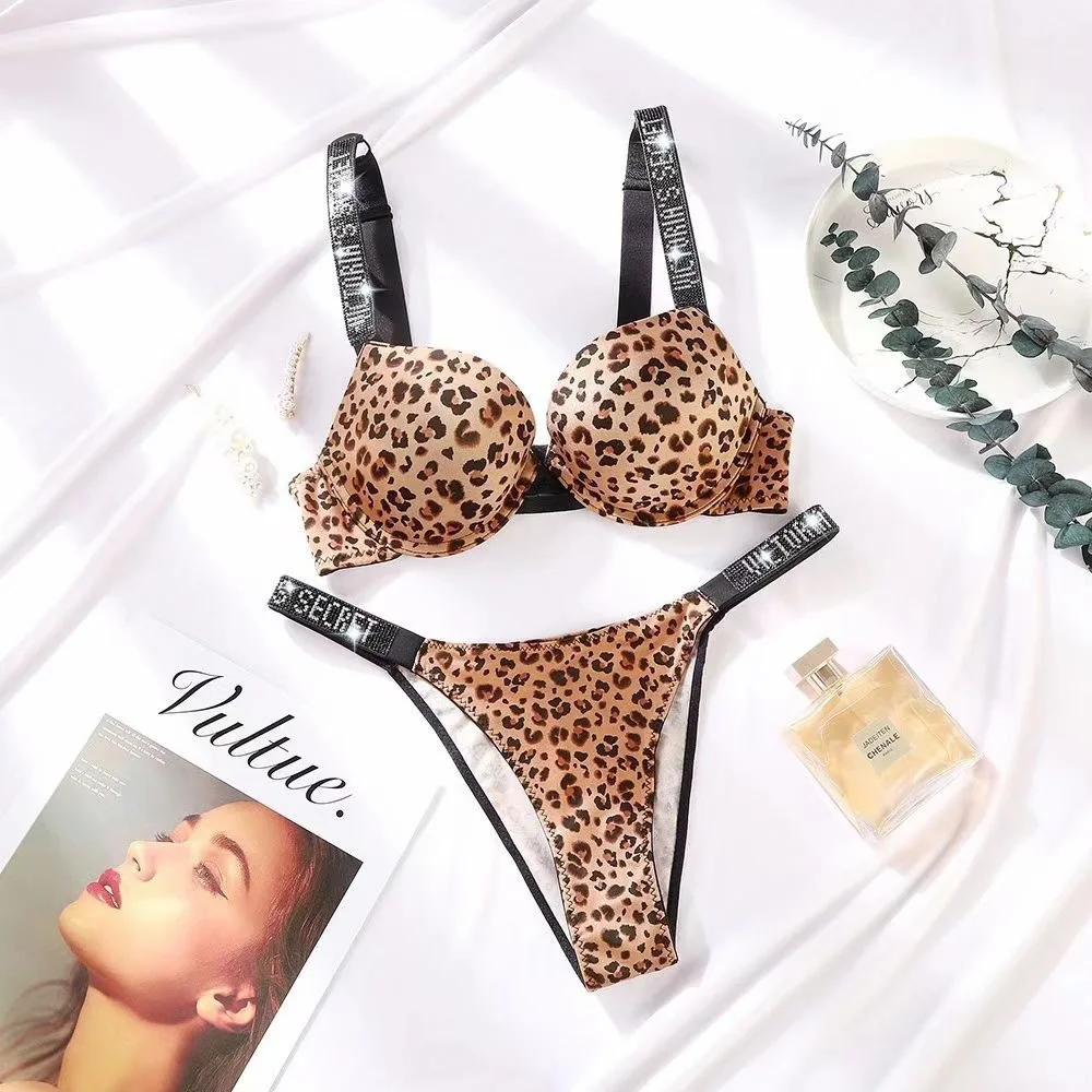 Womens 2pcs Bra Panty Set Bear Plush Bow Underwear Lingerie
