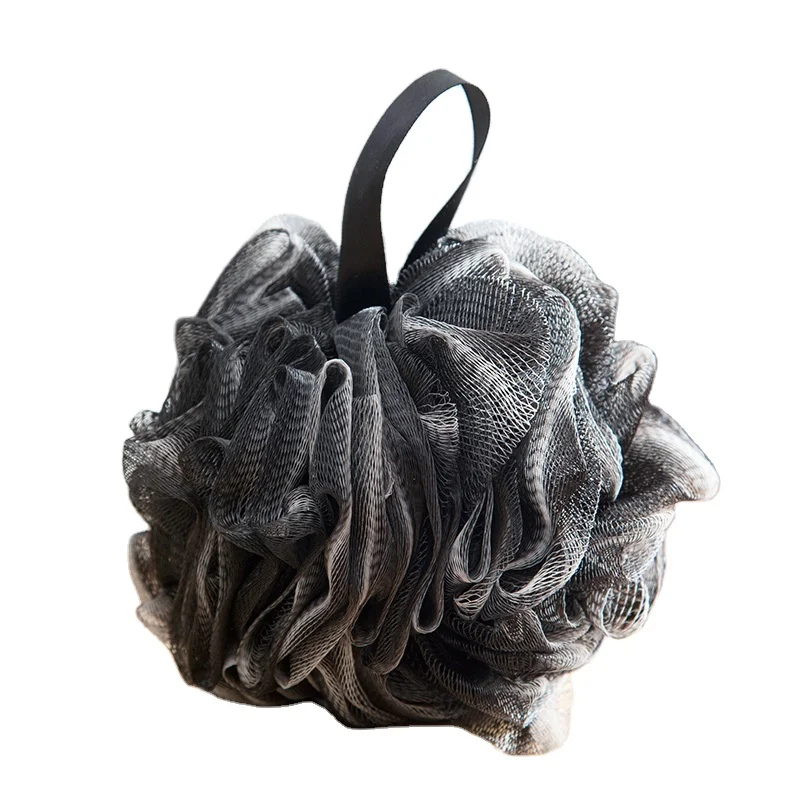80gm Negro Ducha Puff Exfoliante Limpieza Loofah Luffa De Lujo Cuerpo