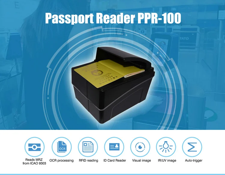 Table Rfid Contactless NFC Passport Barcode Reader PPR100