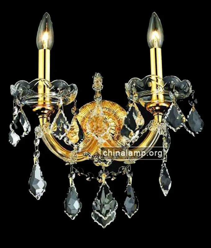 Elegant european glass arm crystal wall sconce lamp 2 Lights antique wall light