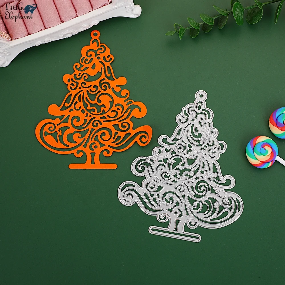 decoración diseño de árbol de Navidad copo de nieve IWILCS Troqueles de corte de metal para hacer tarjetas y álbumes de recortes Plata Campanas tarjetas de papel