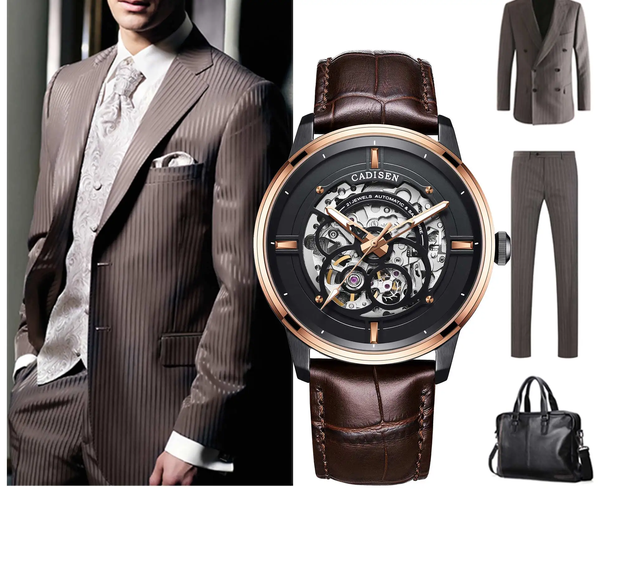 automatic mechanical watch men hollow skeleton miyota 8n24