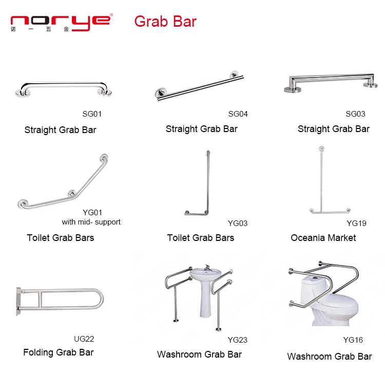 High Quality Bathroom Washroom Satin 304 Stainless Steel Right Hand Toilet Safety Grab Bar For Disabled
