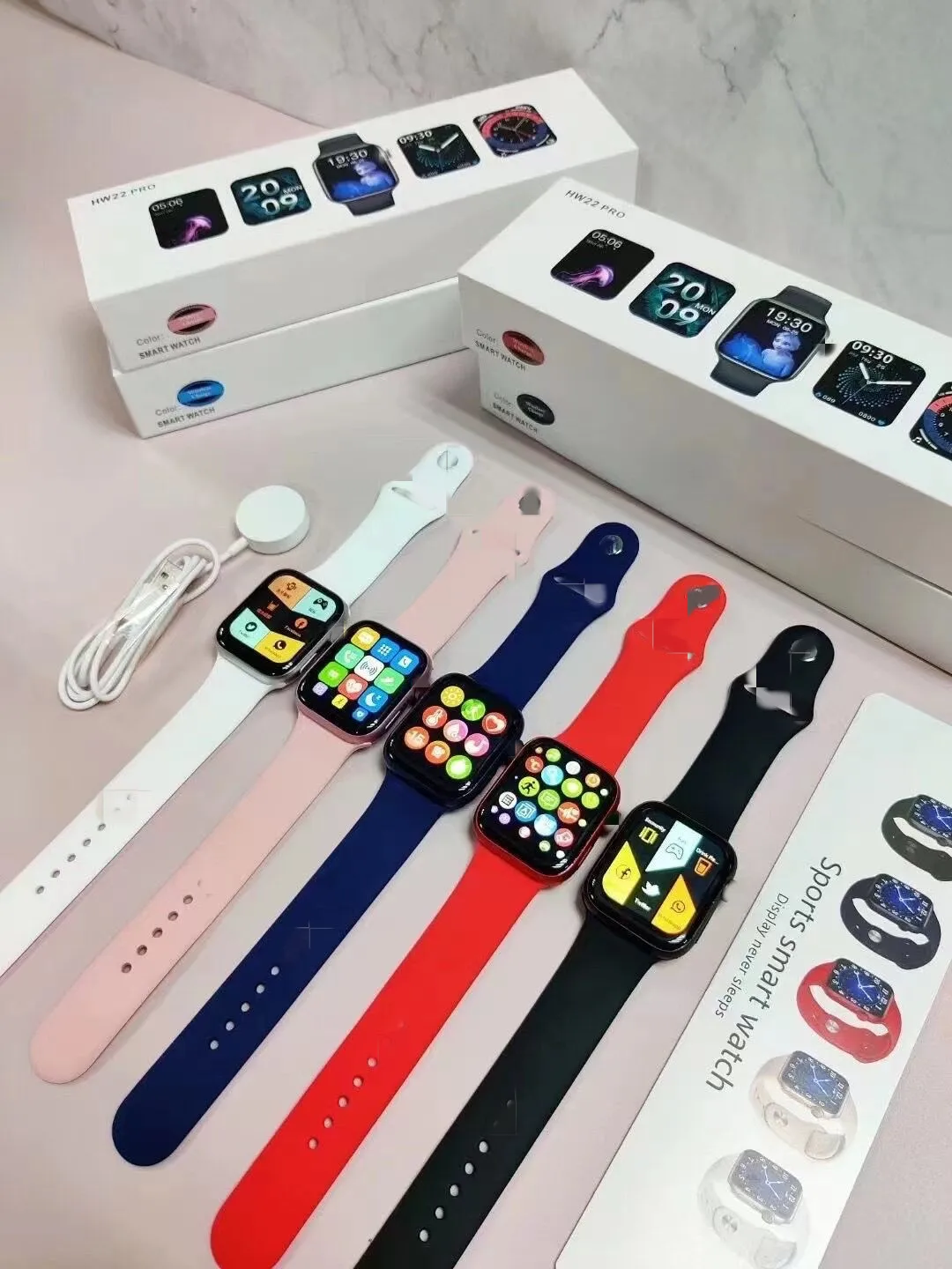 new arrival hw22 pro smart watch series 6 with dual button