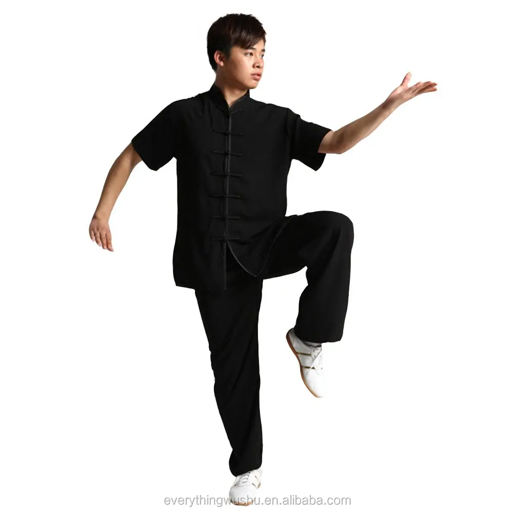 Unisex Chinese Cotton Blend Tai Chi Uniforms Martial Art Short Sleeve Clothes Kung Fu Clothing Wushu Suit