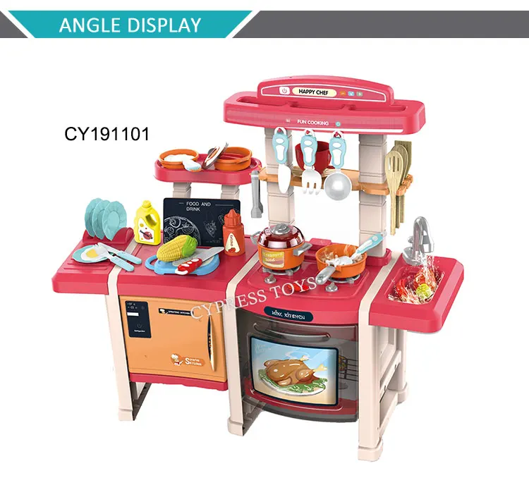 Girl Luxury Pretend Play Kitchen Cooking Toy Children Simulated Big