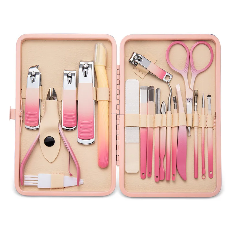 19 pcs pink manicure set361-4