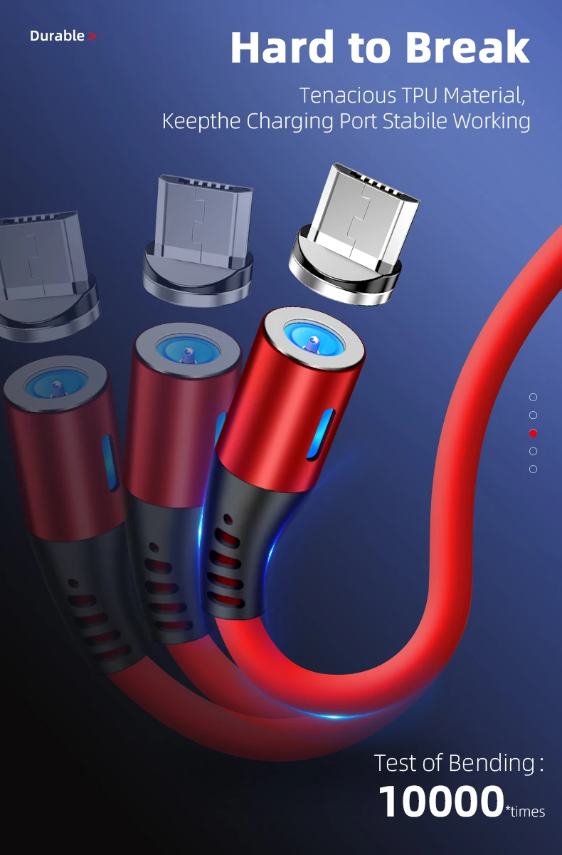 2020 new 3 in 1 magnetic charging cable true liquid silicone usb charger cable for all phone 1m 3ft - ANKUX.COM