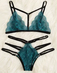 Wholesale hot sale Europe and America embroidery lace hollow sexy Lingerie set