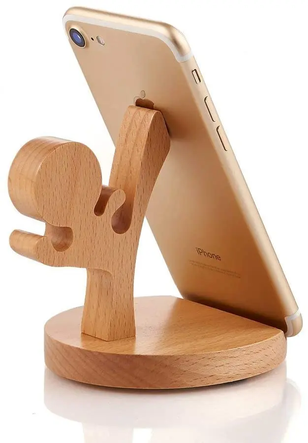 Soporte movil o iPhone - Tronco de madera