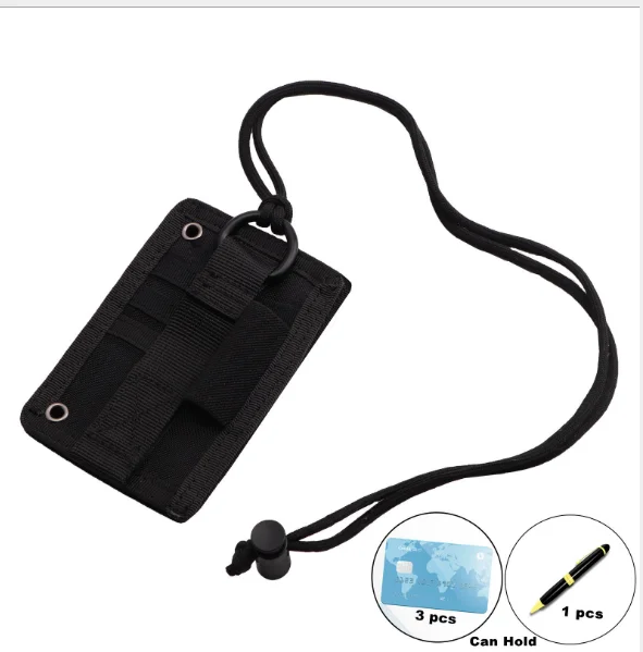 Black Tactical Id Card Holder Hook & Loop Patch Badge Holder Key Ring