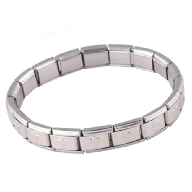 Stainless Steel Metal 9mm Italian Charm Elastic Stretch Bracelet - Buy ...