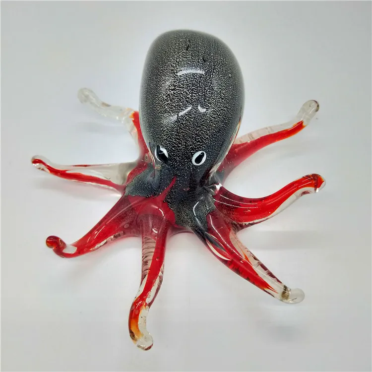 Glass Sculptures & Figurines Black Glass Octopus Figurine Blown Octopus ...
