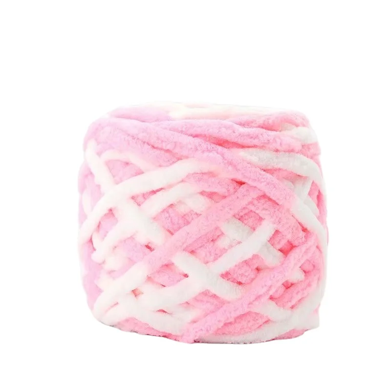 China LENUO supplier chunky crochet 1 ply fluffy arm knitting woven blanket core strip line ice yarn