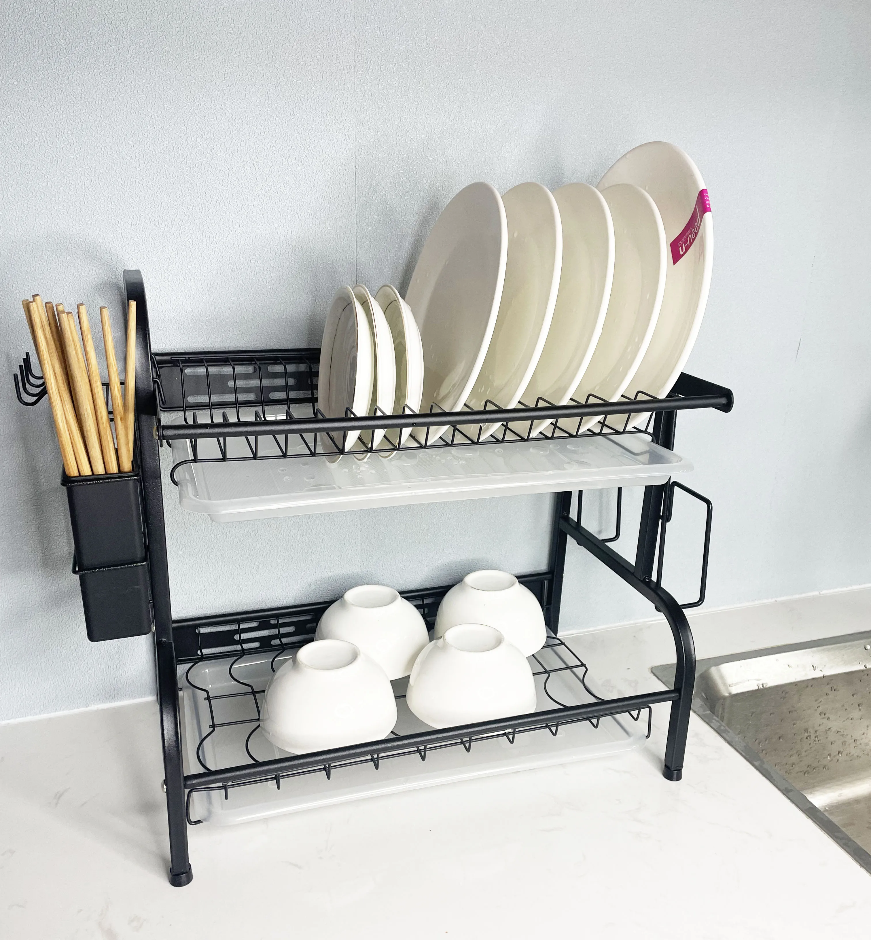 Two Tier Kitchen Metal Black Dish Drying Drainer Rack Buy Dish Rack Kitchen Dish Rack Dish 