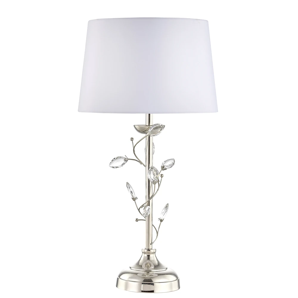 European modern creative simple light luxury K9 crystal leaf metal flower branch decoration iron art table lamp