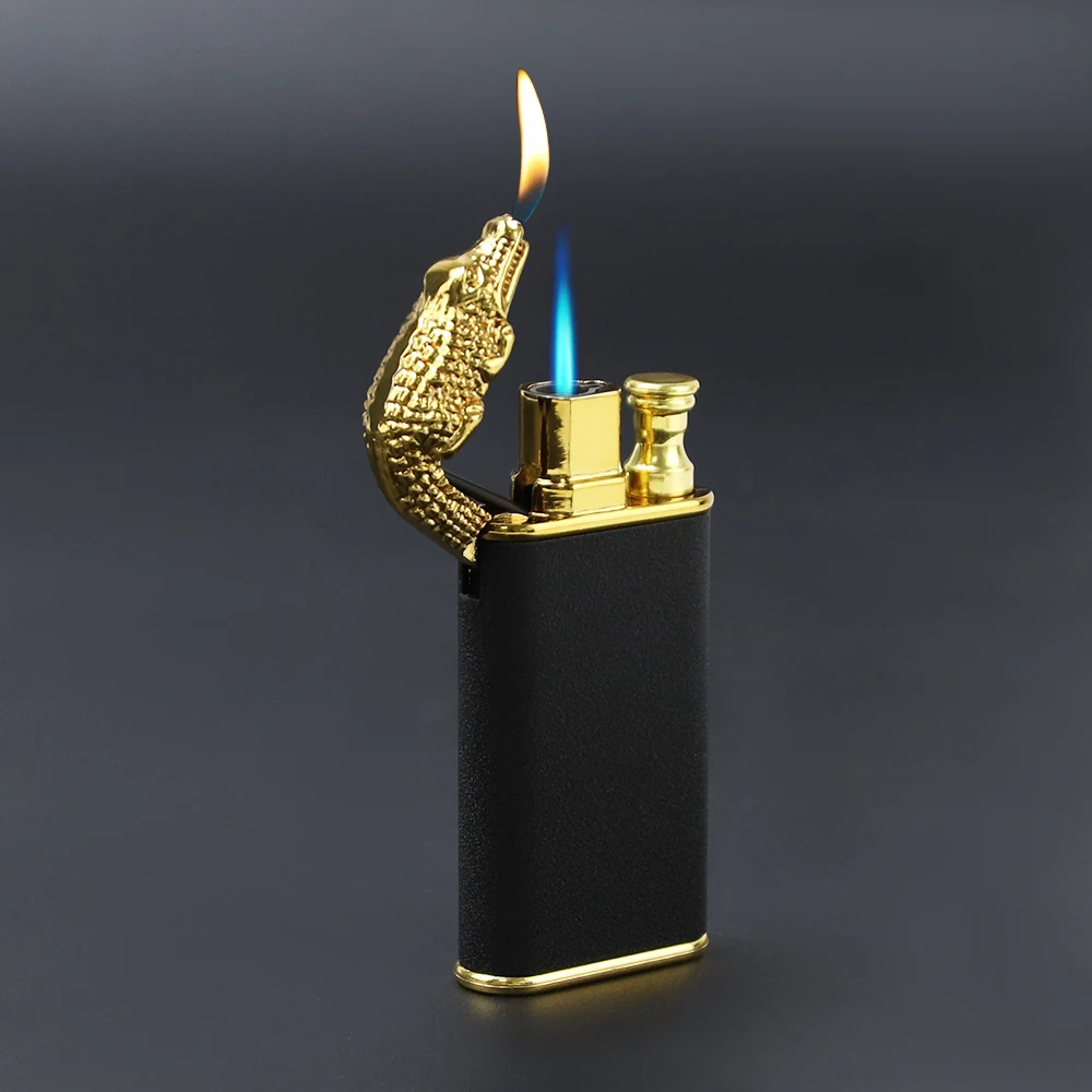 Custom Dragon Double Fire Cigar Flame Gas Windproof Torch Crocodile