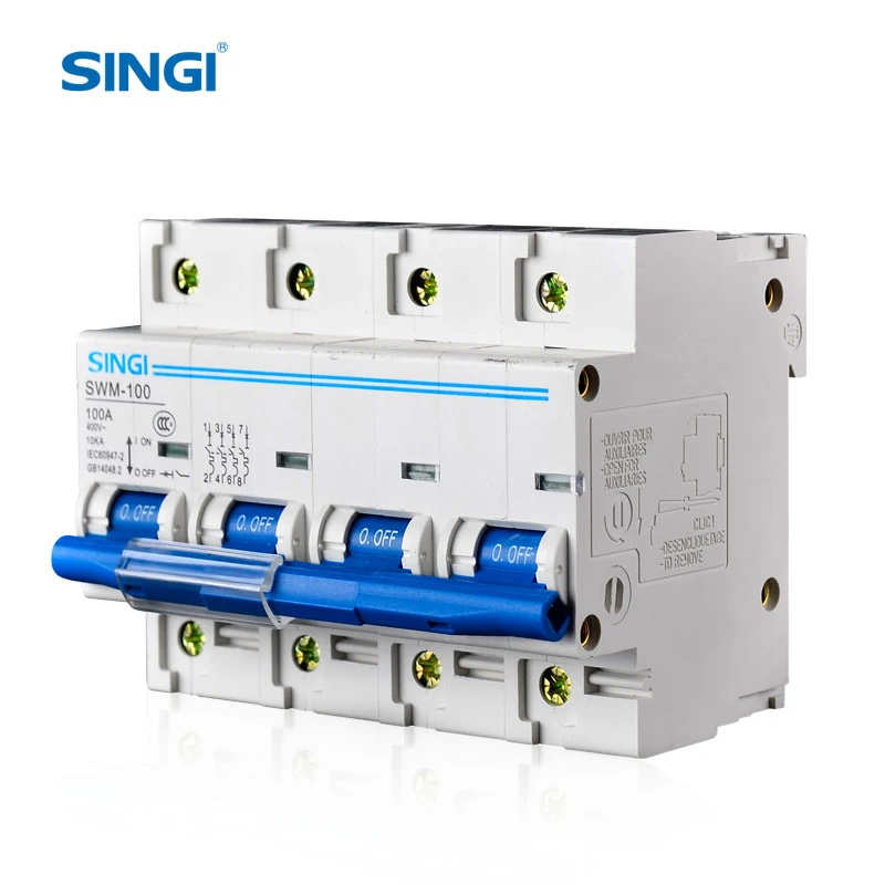 Singi Swm100 4p 125 Amp 4 Pole Mcb 400v High Breaking Capacity Fuse