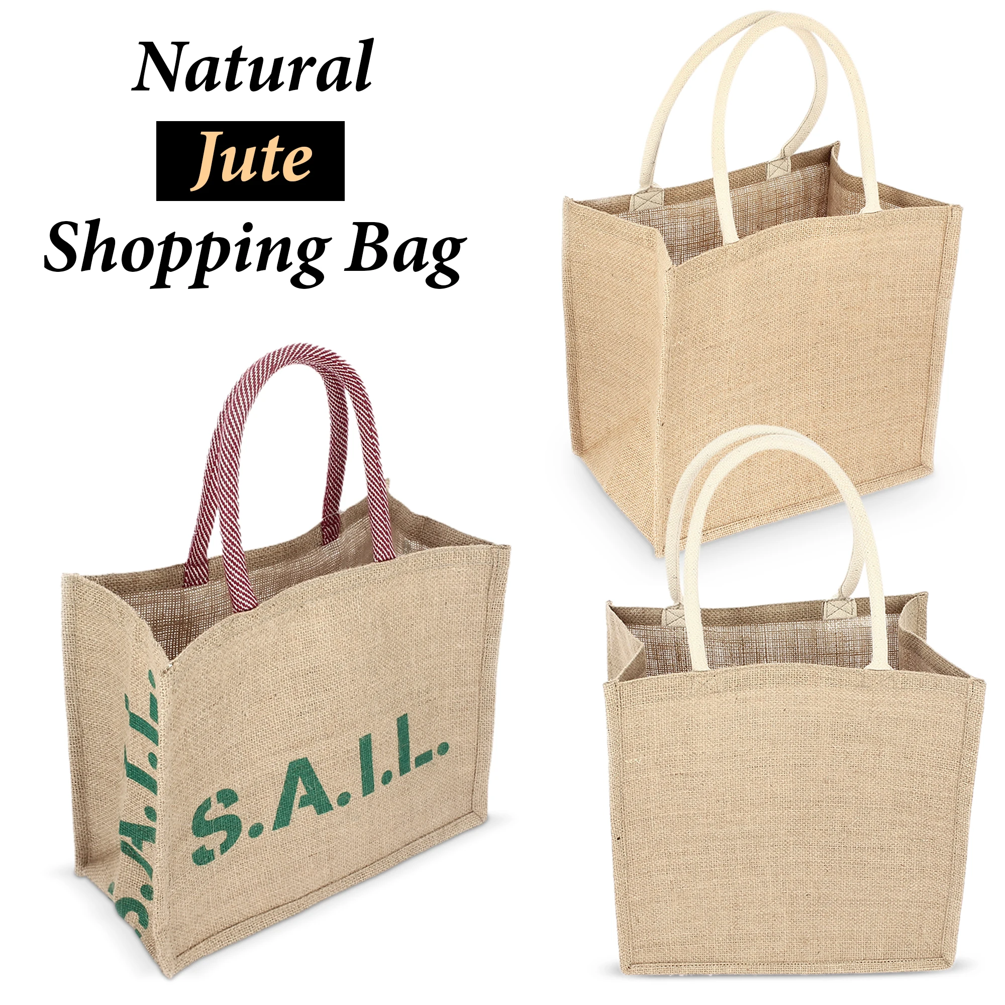 New Custom Logo And Size Reusable Linen Tote Bag Wholesale Jute ...