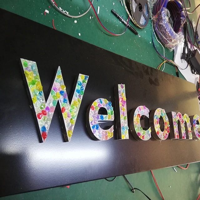 shop welcome logo rgb 3d led lights hiarcut logo outdoor waterproof custom front light up letters signs